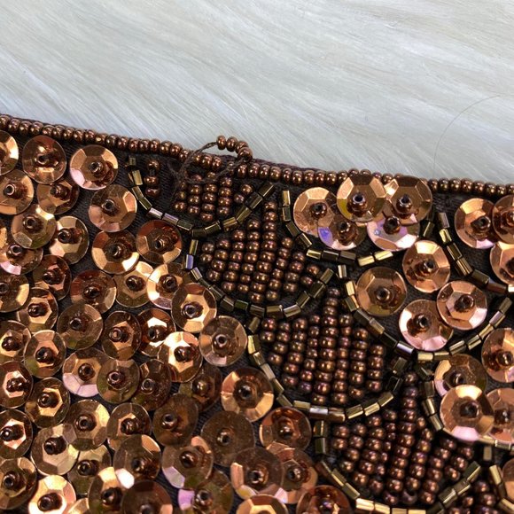 Vintage Brown & Bronze Sequin Belt - Has Original Tags - Straps Broken - Picture 2 of 12